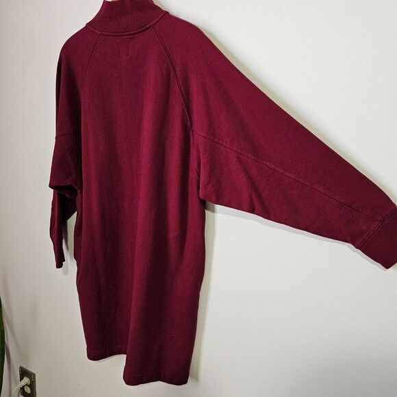 NWT GAP SWEATS MAROON RED QUARTER ZIP BATWING SLEEVES OVERSIZED SIZE SMALL - Picture 6 of 16